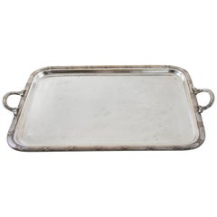 Early 20th Century French Louis XVI Style Silver Plate Serving Tray with Handles