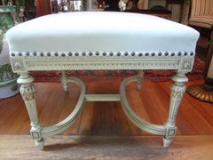 Early 20th Century French Louis XVI Style Square Painted Bench