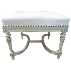 Early 20th Century French Louis XVI Style Square Painted Bench