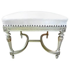 Early 20th Century French Louis XVI Style Square Painted Bench