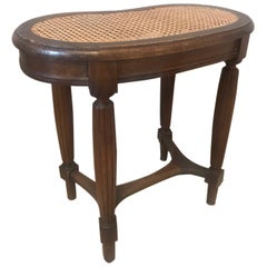 Retro Early 20th Century French Louis XVI Style Walnut and Caned Bench, 1900s