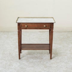 Early 20th Century French Louis XVI Style Walnut Console Table, Marble Top