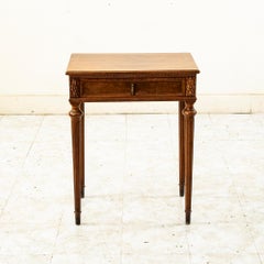 Early 20th Century French Louis XVI Style Walnut Marquetry Side Table, End Table