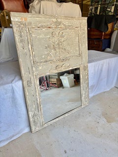 Specchio Trumeau patinato in legno Luigi XVI dell'inizio del XX secolo