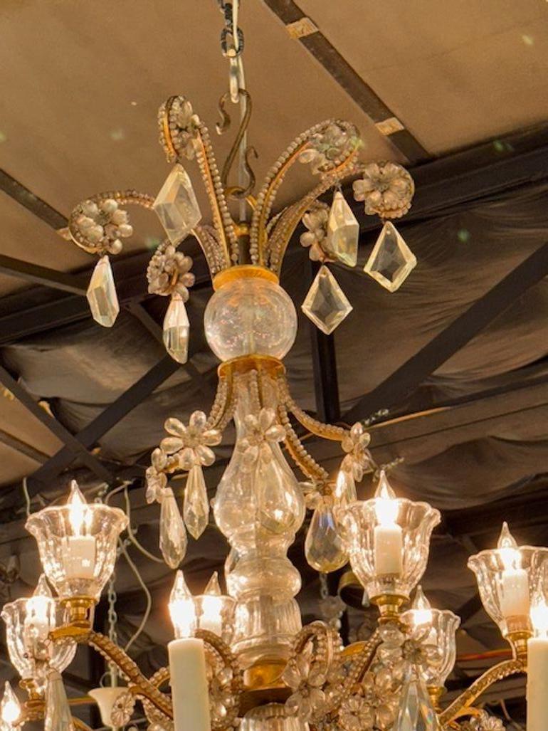 Early 20th Century French Maison Bagues Gilt Bronze and Crystal Chandelier In Good Condition For Sale In Dallas, TX