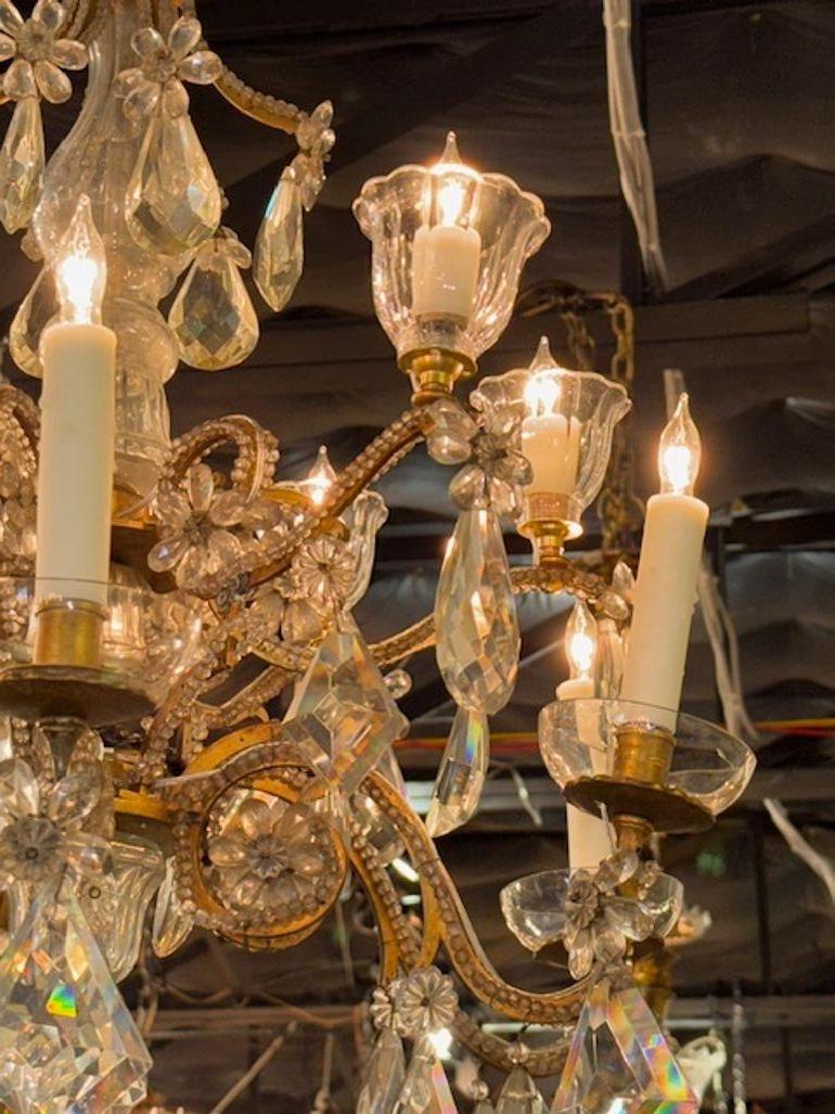 Early 20th Century French Maison Bagues Gilt Bronze and Crystal Chandelier For Sale 1