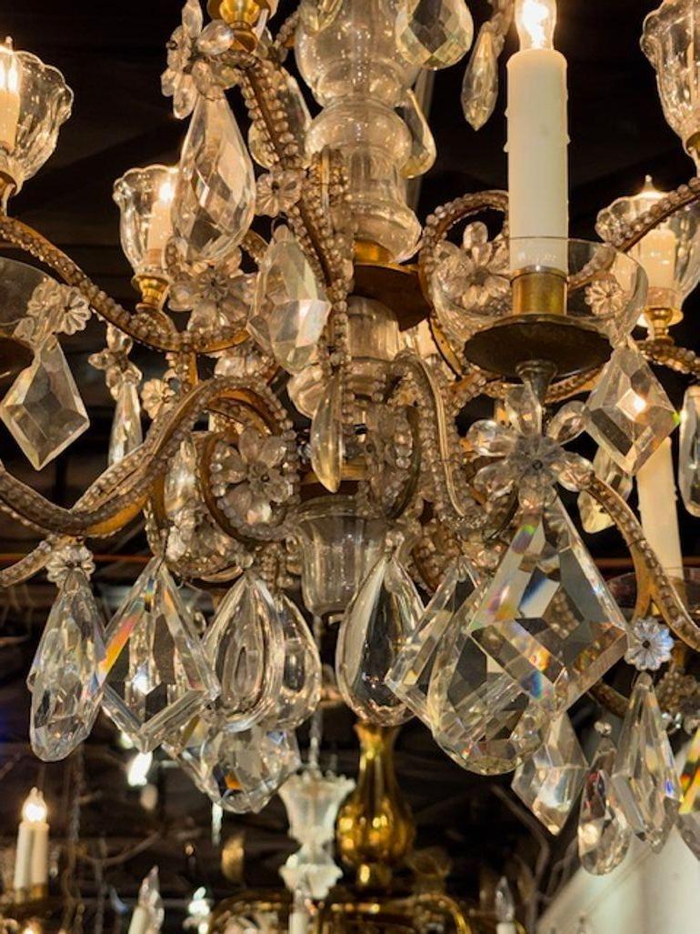 Early 20th Century French Maison Bagues Gilt Bronze and Crystal Chandelier For Sale 2