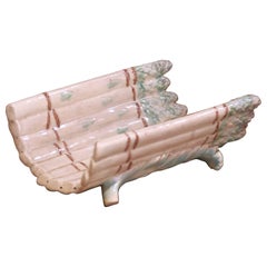 Early 20th Century French Majolica Asparagus Form Centerpiece Vessel