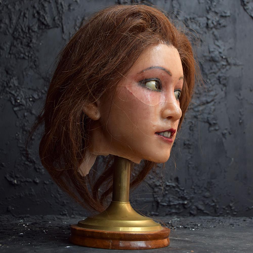 Natural Fiber Early 20th Century French Mannequin Wax Head