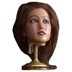 Antique Early 20th Century French Mannequin Wax Head