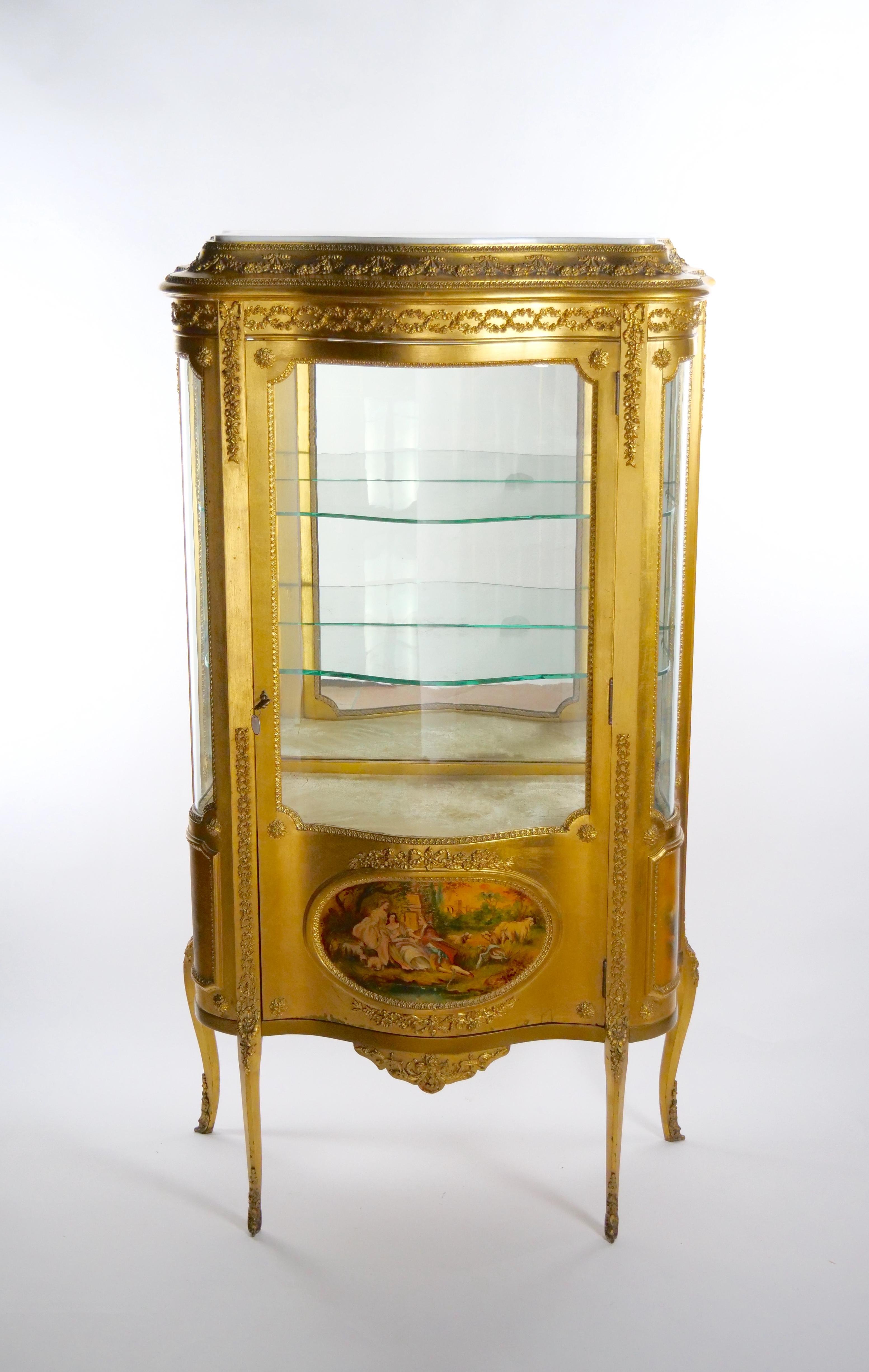 Early 20th Century French Marble Top Hand Painted Display Cabinet For Sale 13