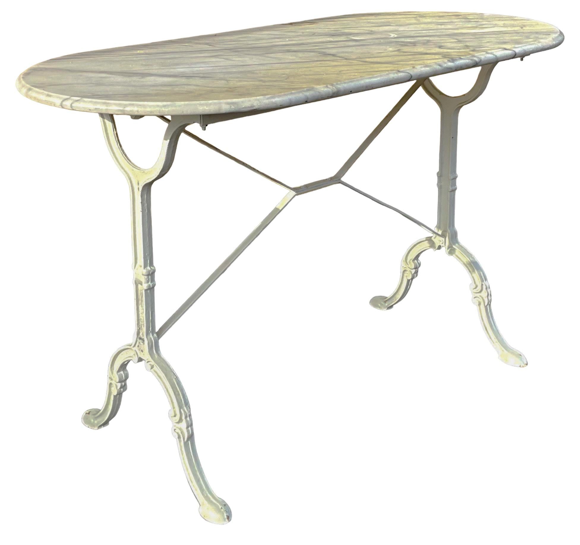Aesthetic Movement Early 20th Century French Marble Top & Iron Console / Garden / Bistro Table For Sale