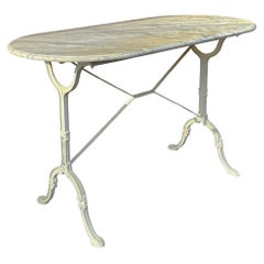 Console / table de jardin / bistrot en fer et marbre français du début du 20e siècle