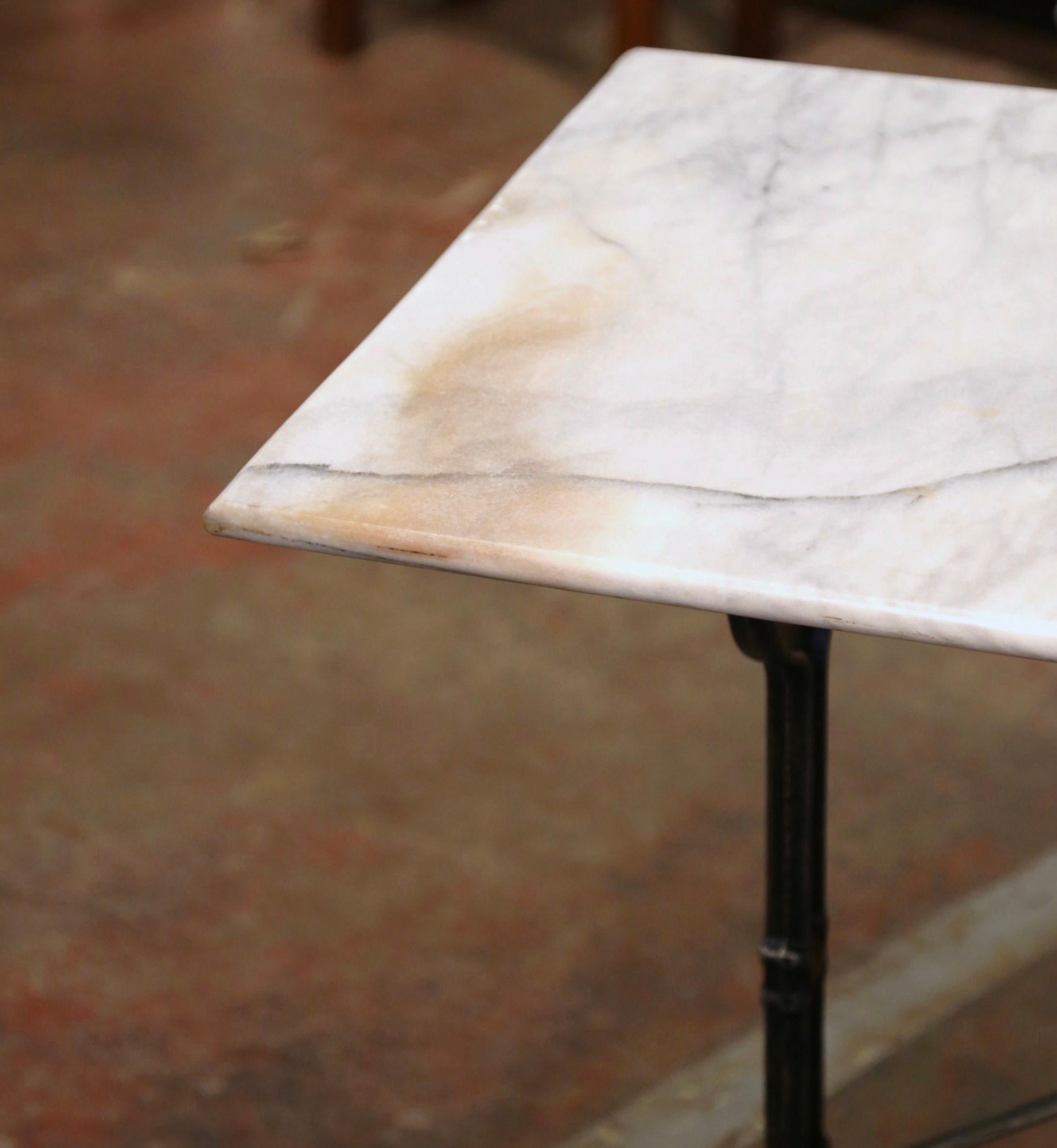 Early 20th Century French Marble Top Polished Iron Bistrot Table 6