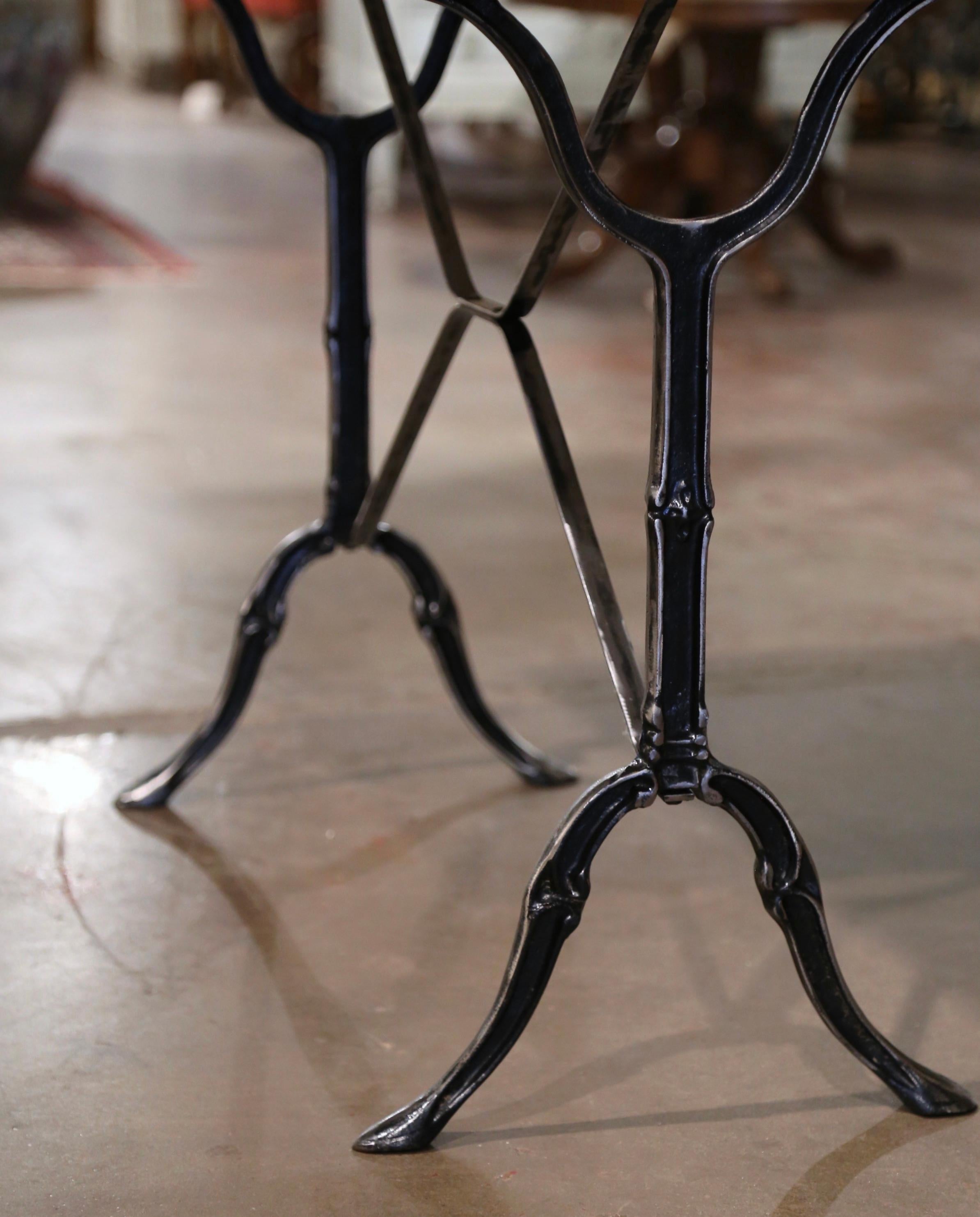 Early 20th Century French Marble Top Polished Iron Bistrot Table 6
