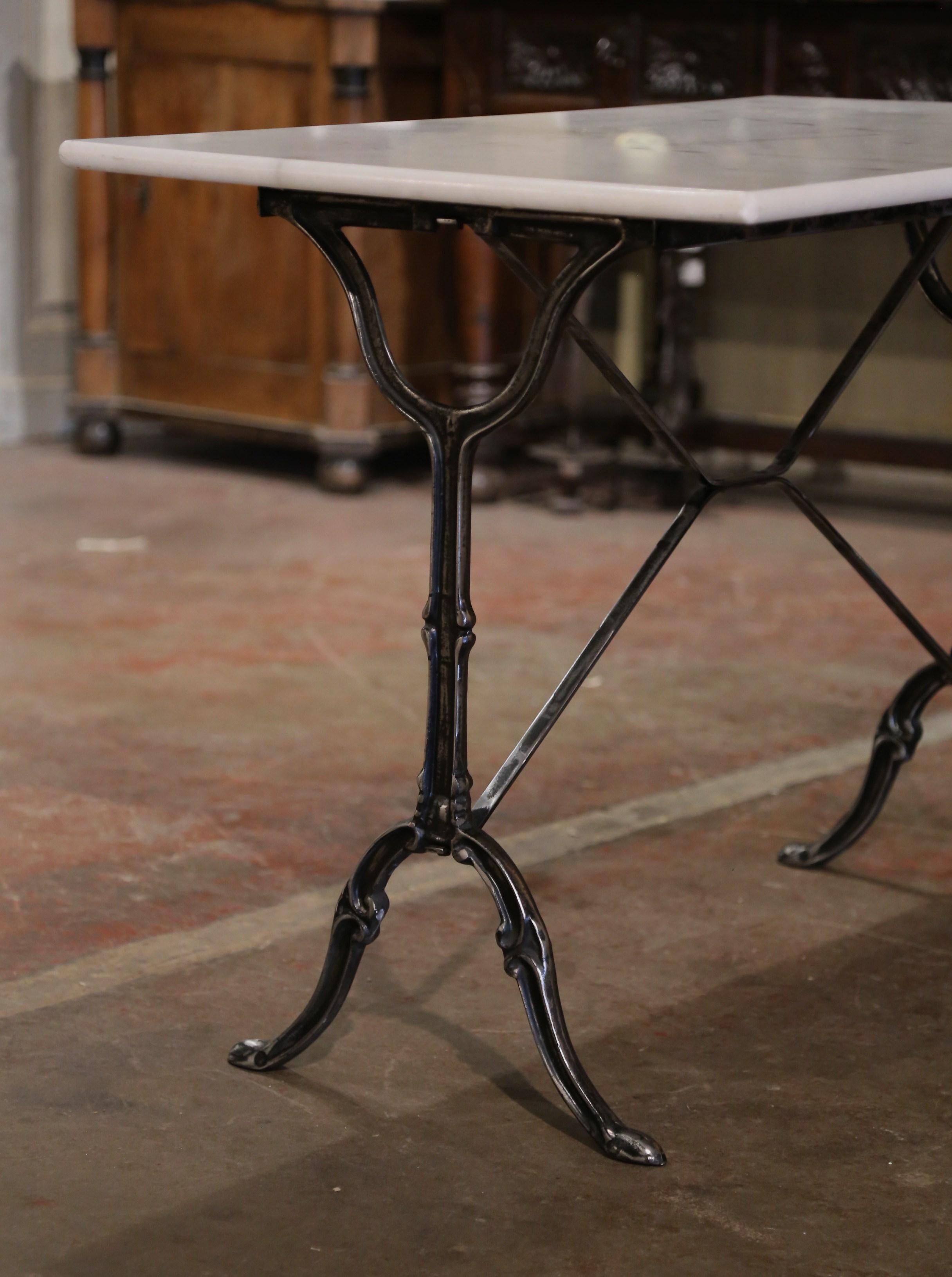 Early 20th Century French Marble Top Polished Iron Bistrot Table 5