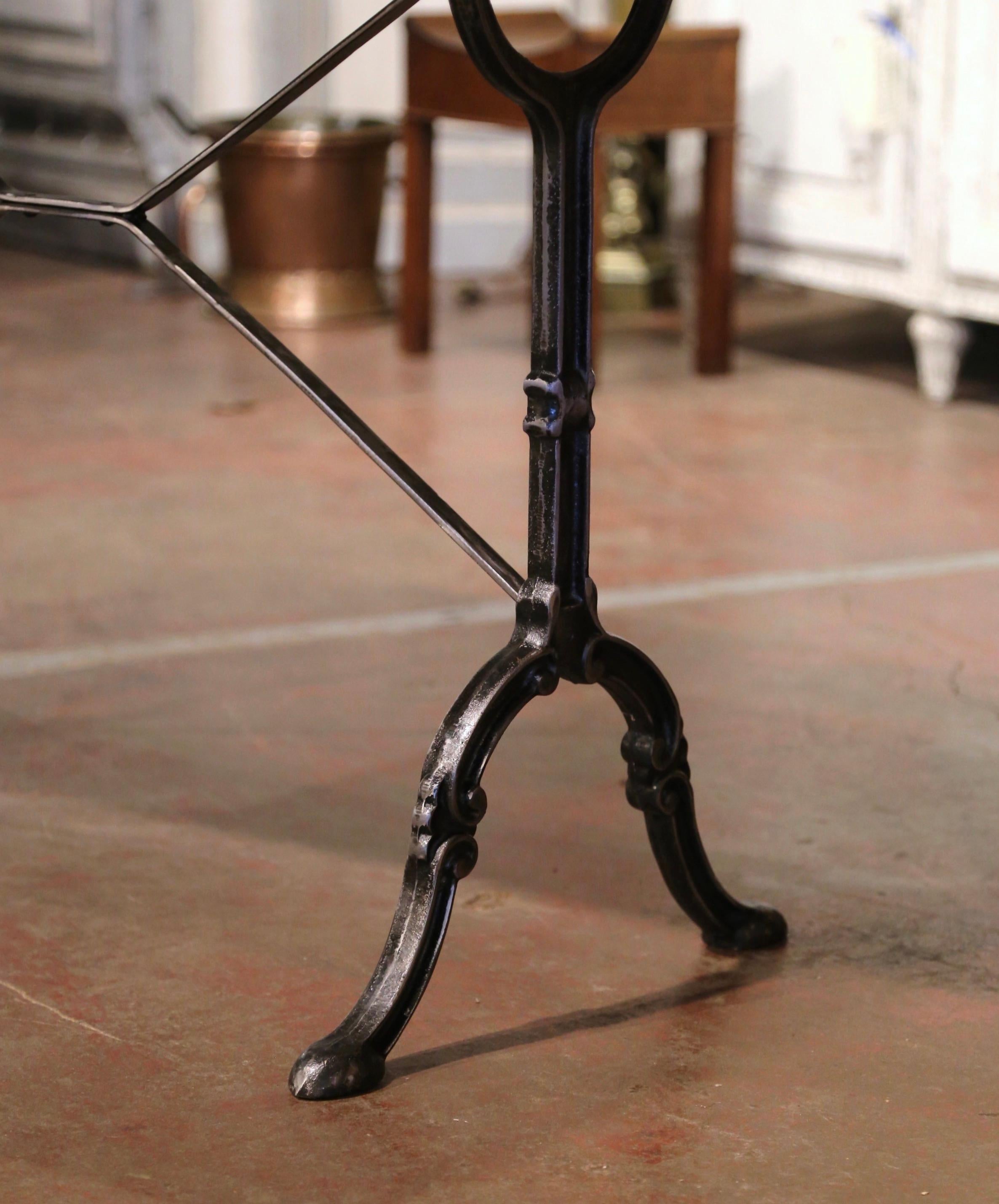 Early 20th Century French Marble Top Polished Iron Bistrot Table 7