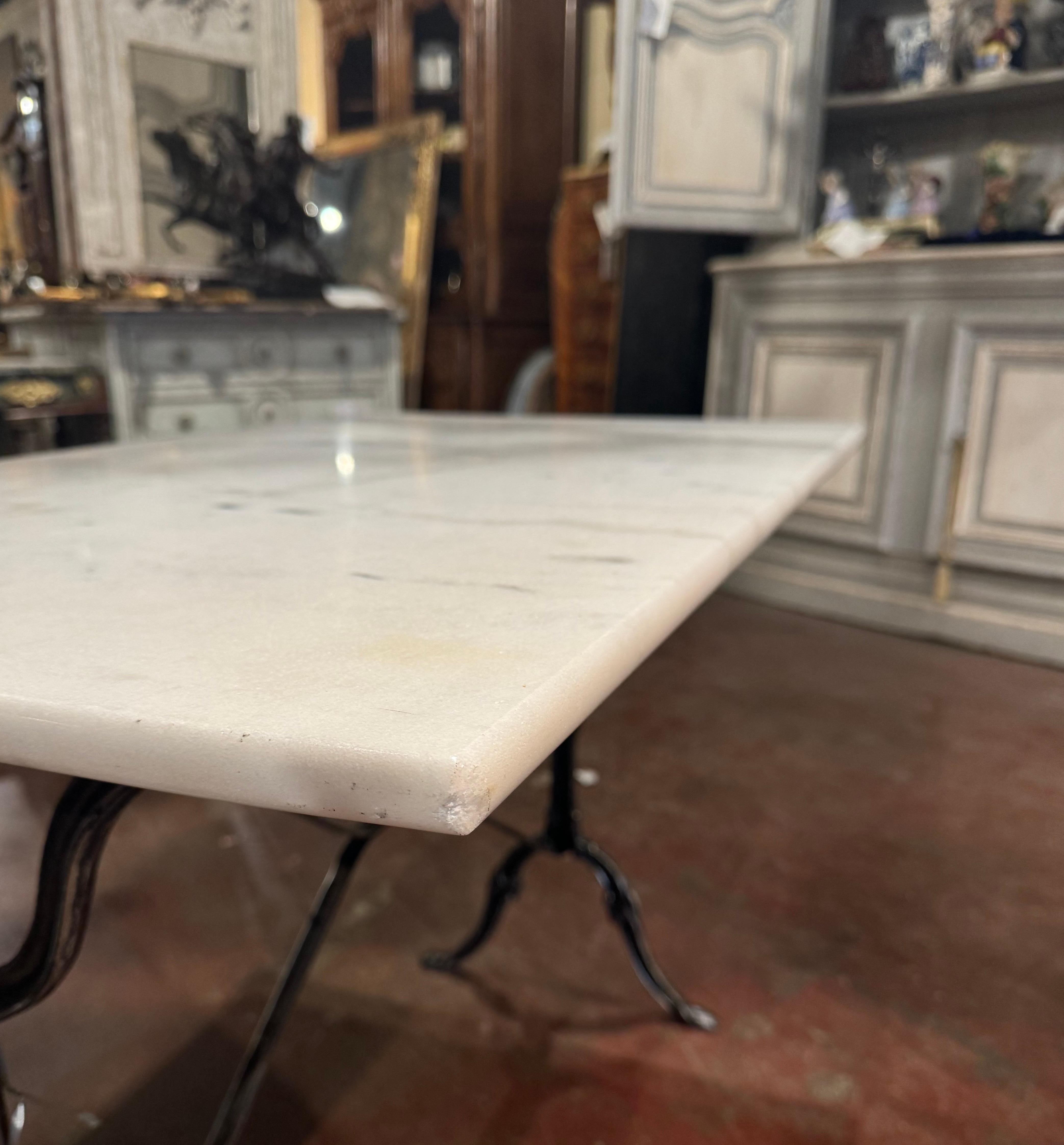 Early 20th Century French Marble Top Polished Iron Bistrot Table 6
