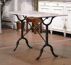 Early 20th Century French Marble Top Polished Iron Bistrot Table