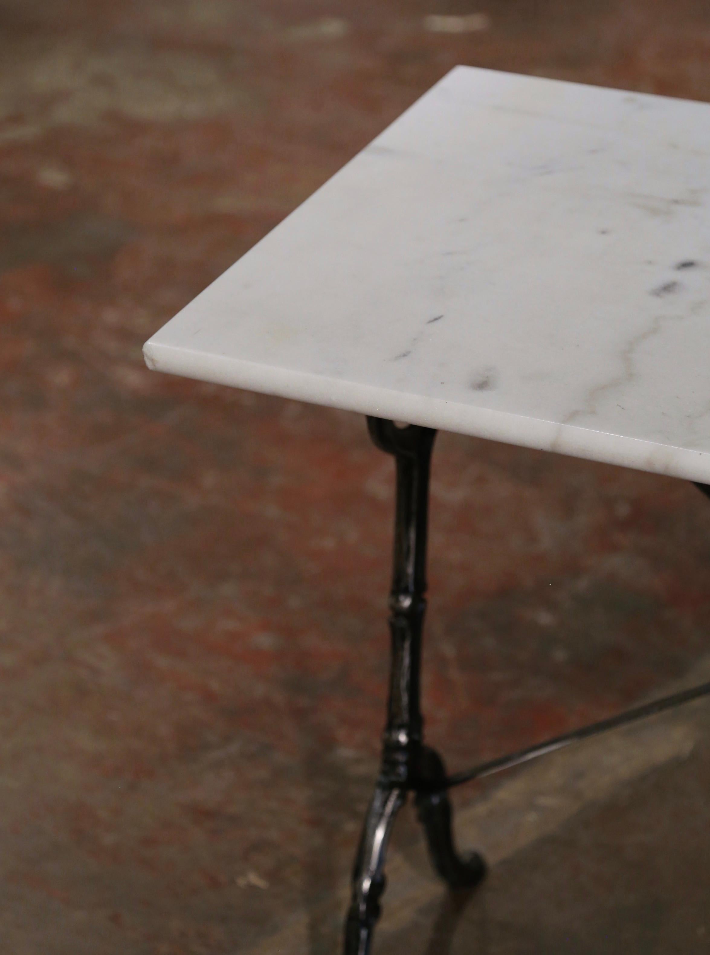 Early 20th Century French Marble Top Polished Iron Bistrot Table 1