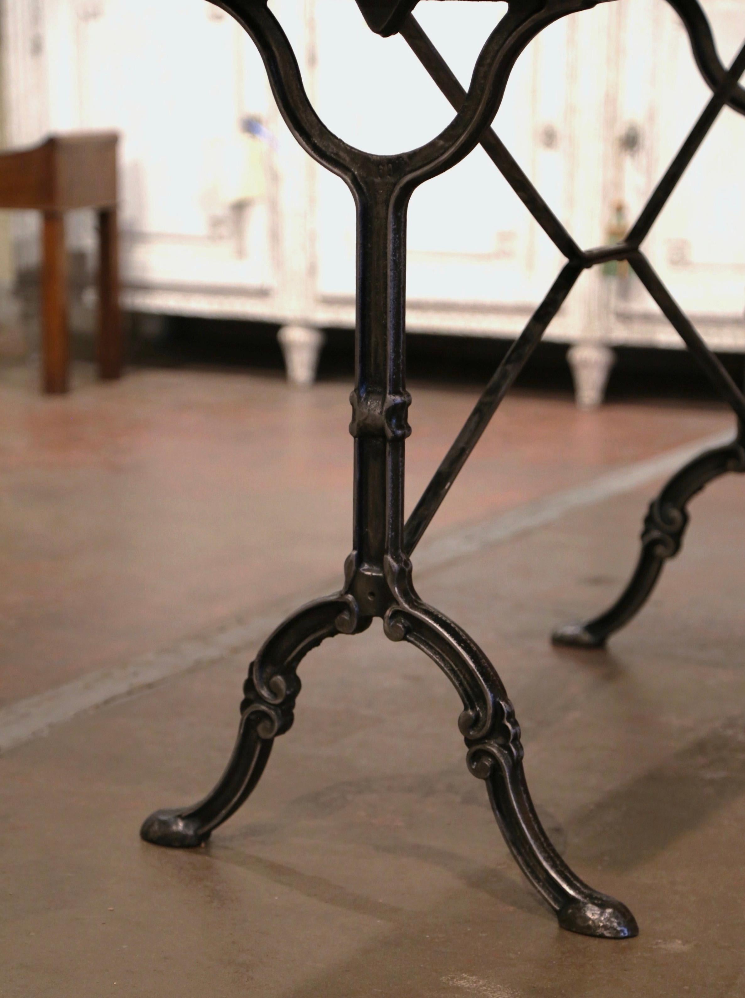 Early 20th Century French Marble Top Polished Iron Bistrot Table 3
