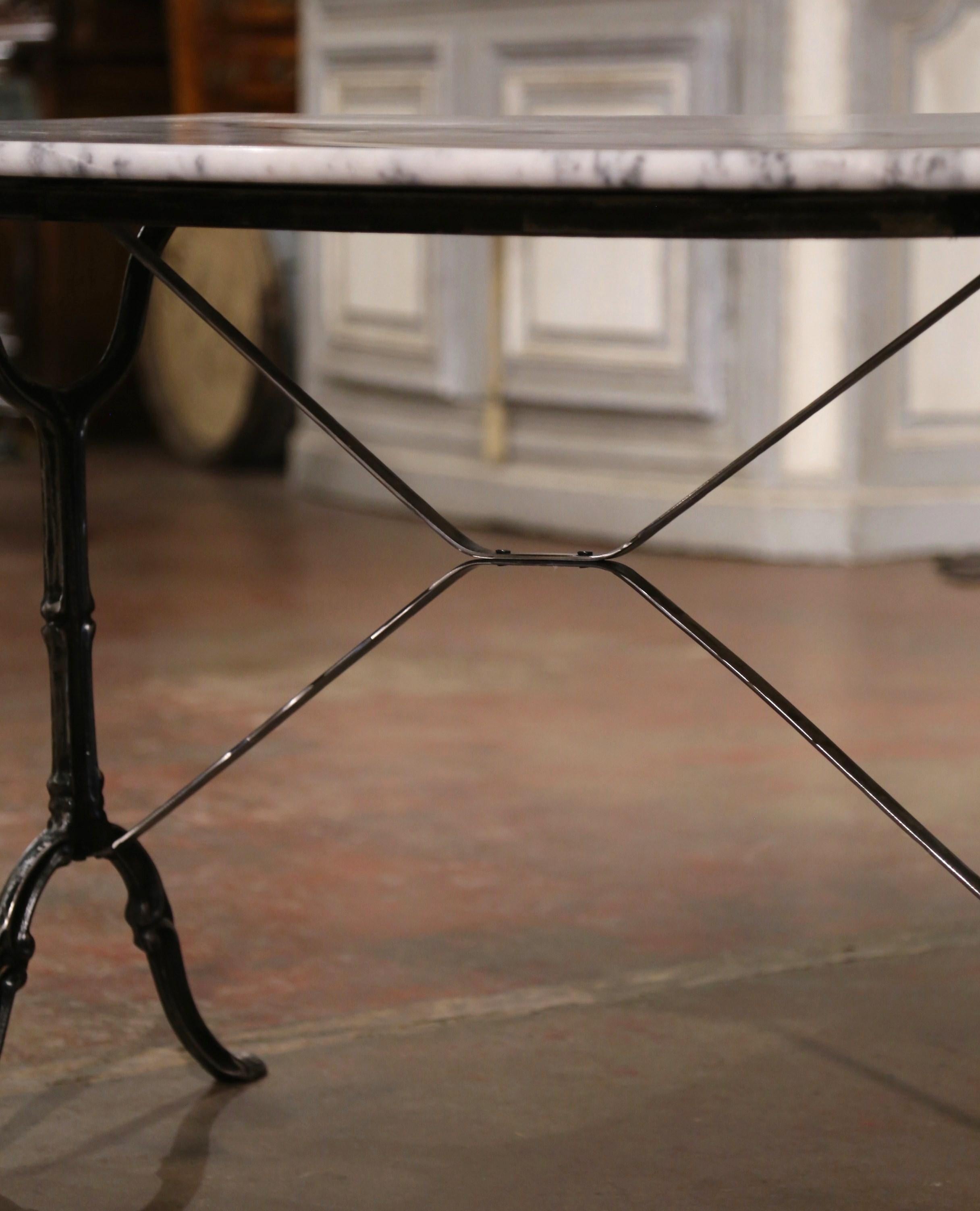 Early 20th Century French Marble Top Polished Iron Bistrot Table For Sale 3