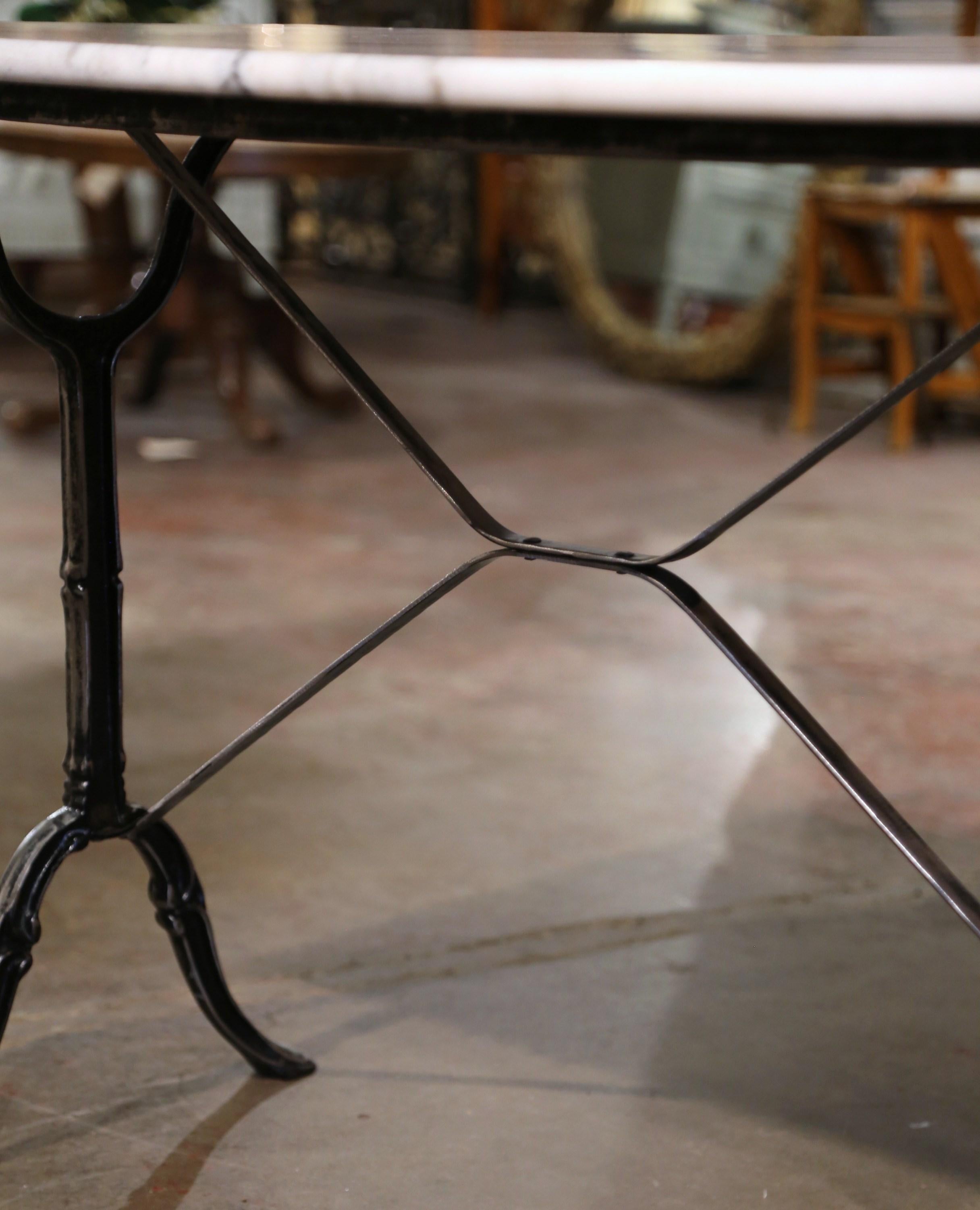 Early 20th Century French Marble Top Polished Iron Bistrot Table 3