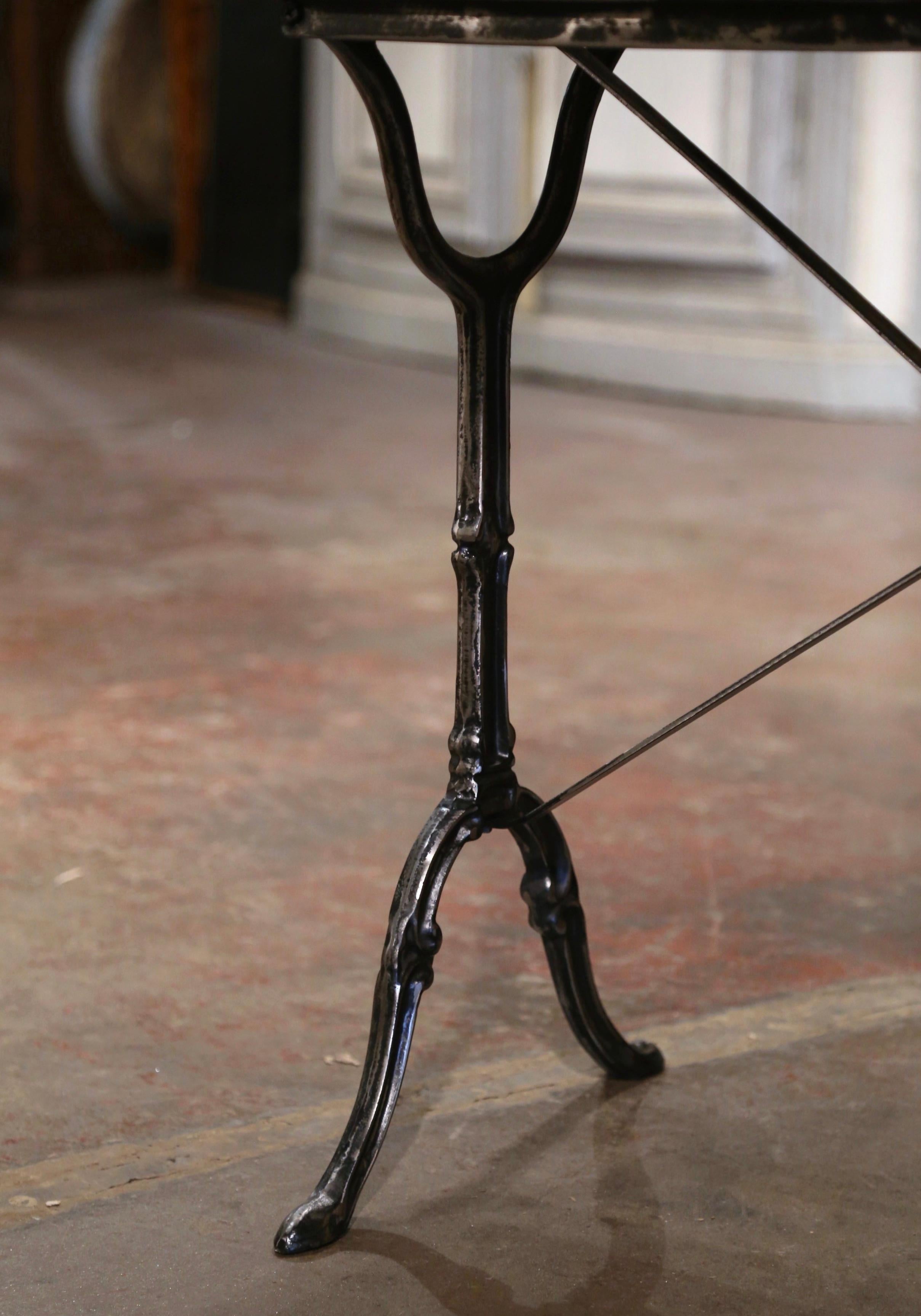 Early 20th Century French Marble Top Polished Iron Bistrot Table 2