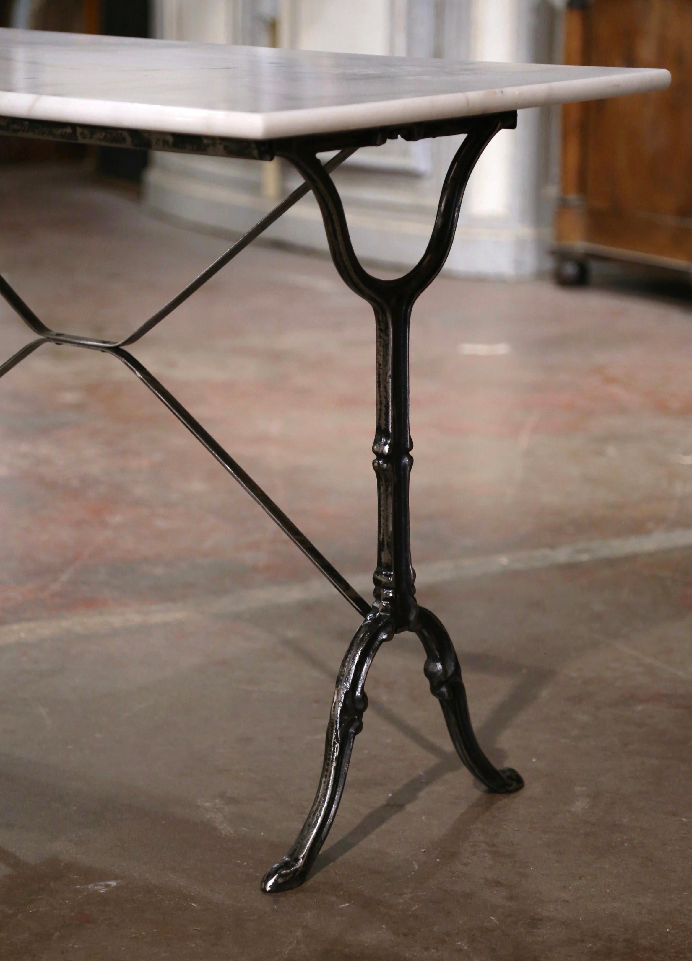 Early 20th Century French Marble Top Polished Iron Bistrot Table 3