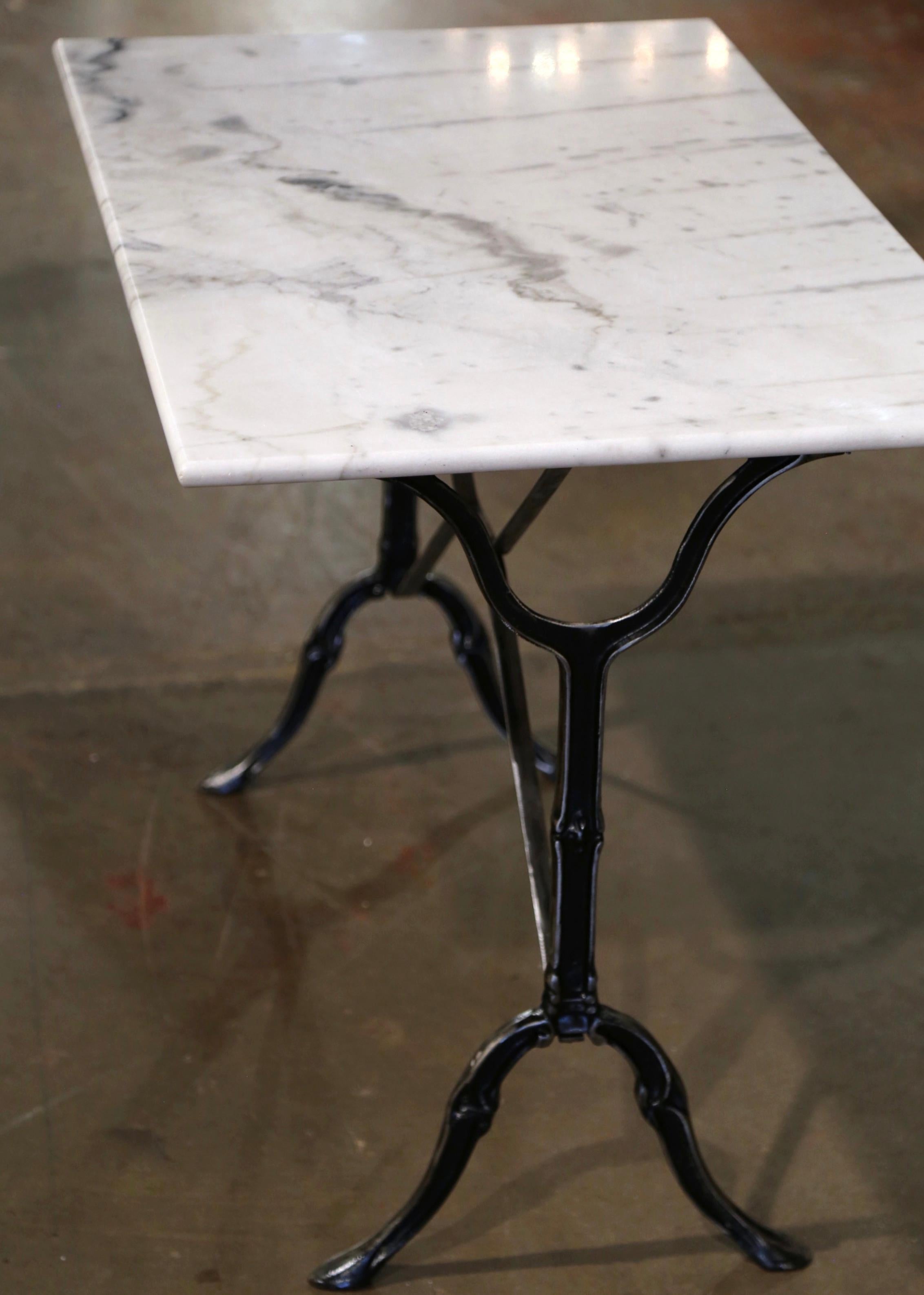 Early 20th Century French Marble Top Polished Iron Bistrot Table 5