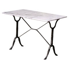 Early 20th Century French Marble Top Polished Iron Bistrot Table