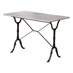 Early 20th Century French Marble Top Polished Iron Bistrot Table