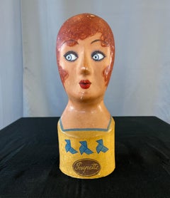 Early 20th Century French Marotte or Milliners Woman's Head