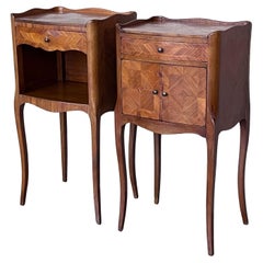 Early 20th Century French Marquetry and Bronze Hardware Bedside Tables or Nights