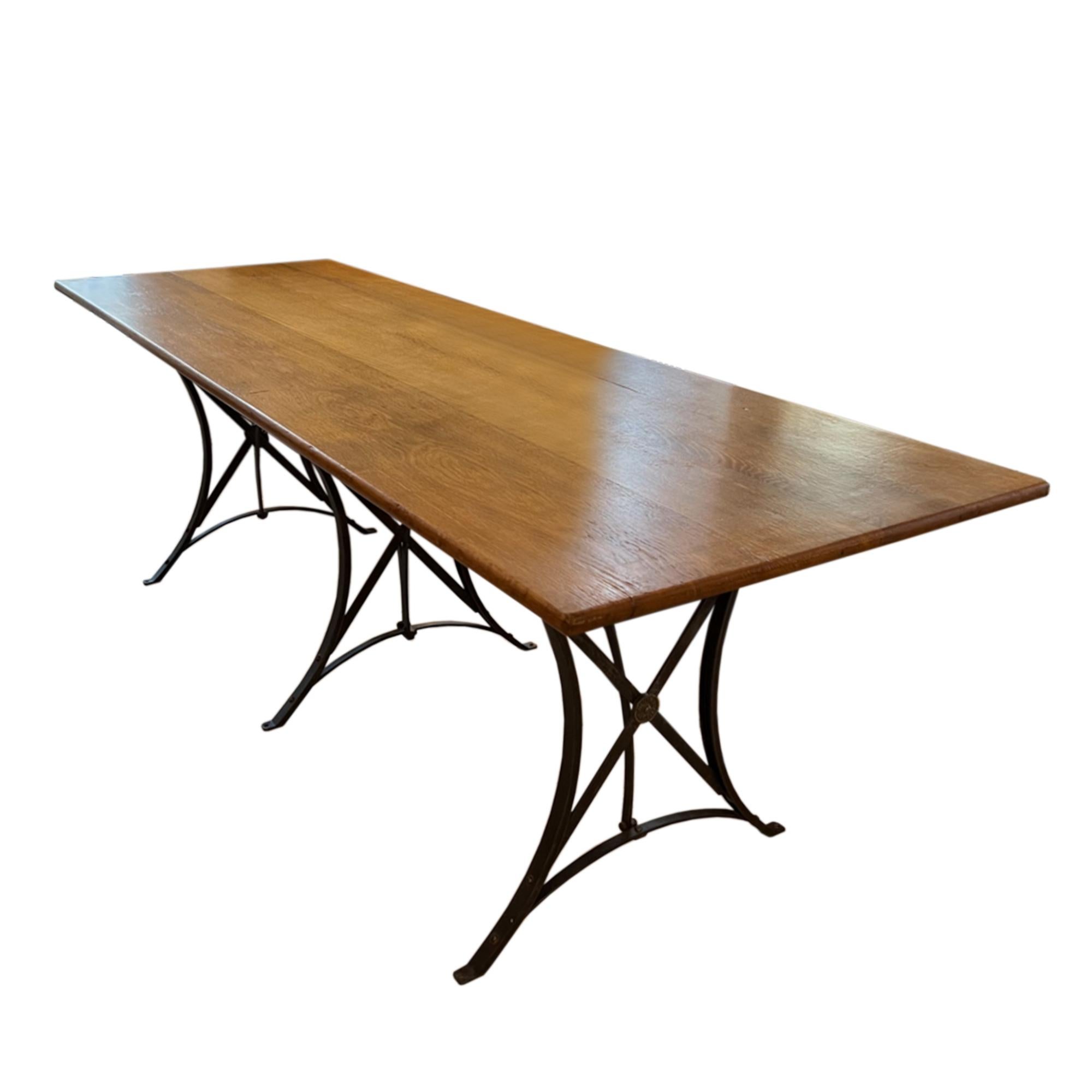 Early 20th Century French Metal and Oak Dining Table In Good Condition In London, GB