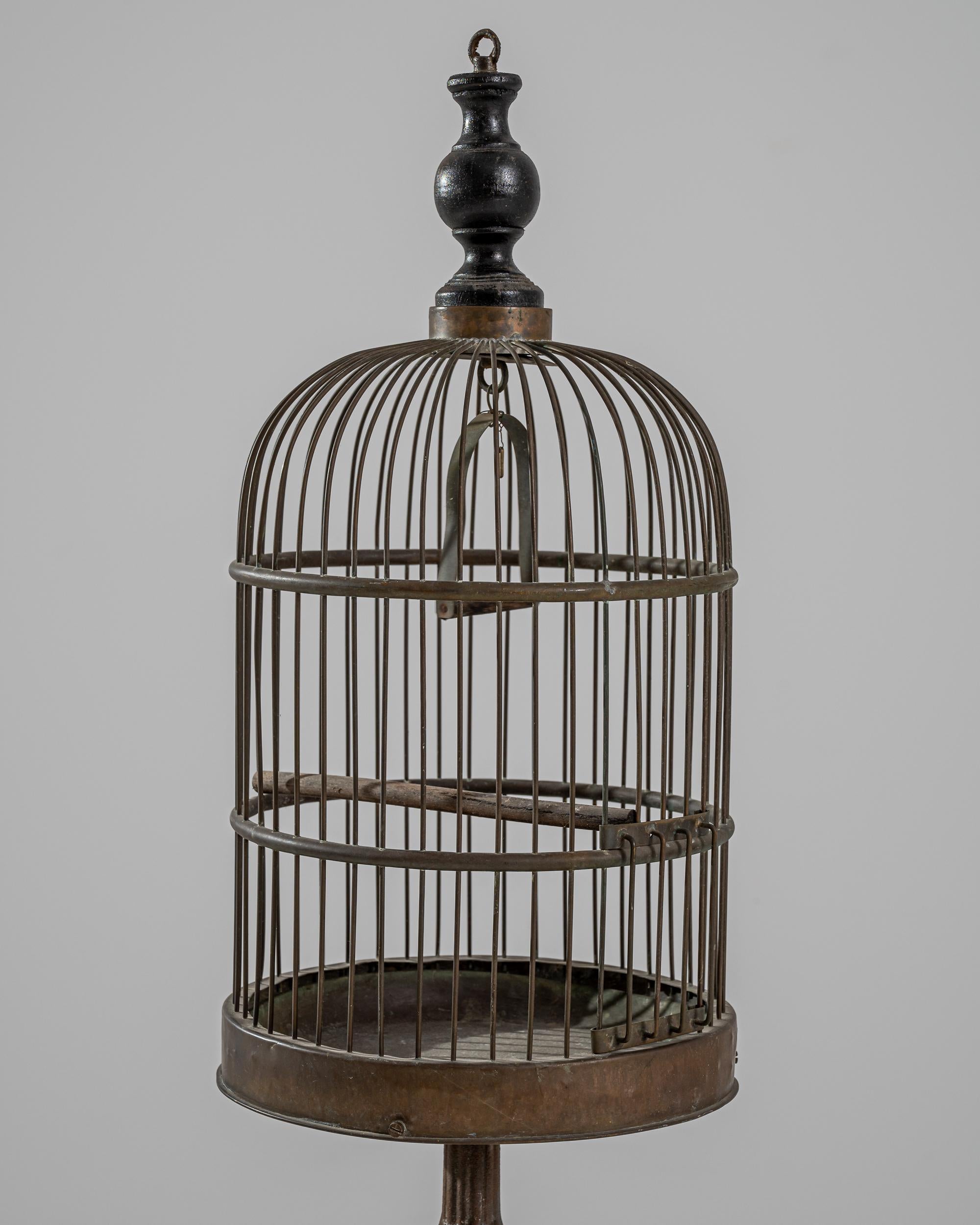 Early 20th Century French Metal Birdcage on Stand 3