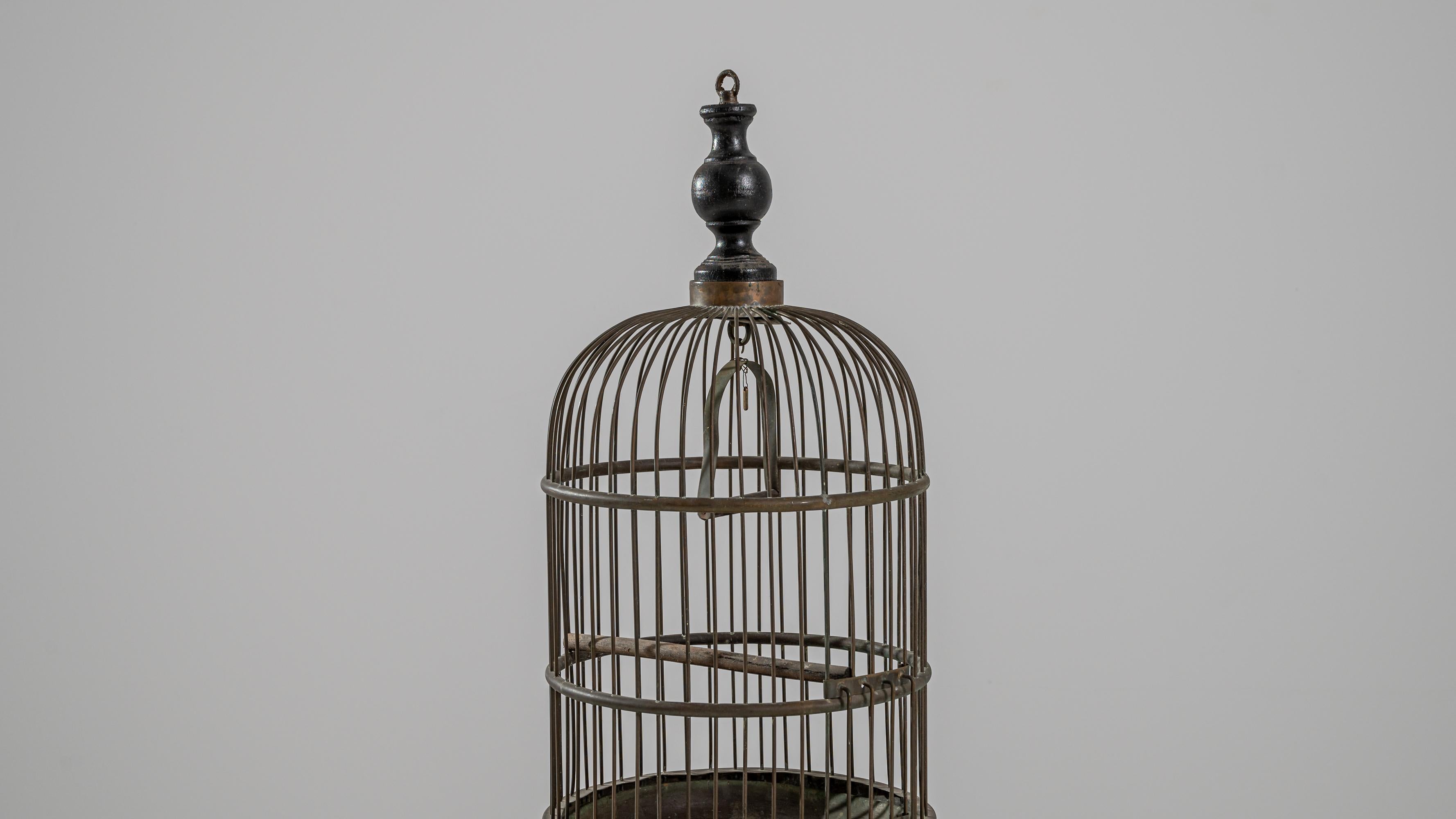 Early 20th Century French Metal Birdcage on Stand 4