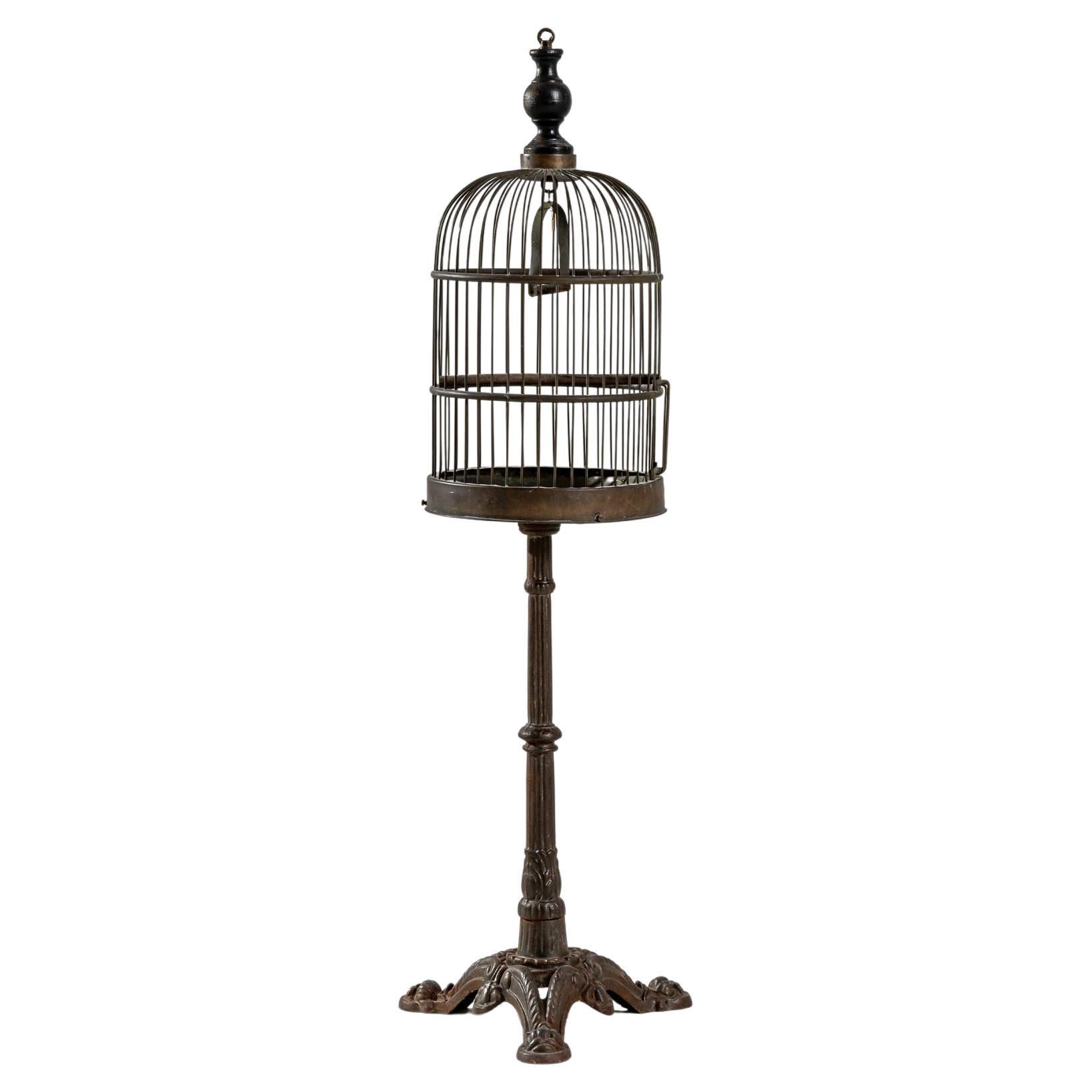 Early 20th Century French Metal Birdcage on Stand
