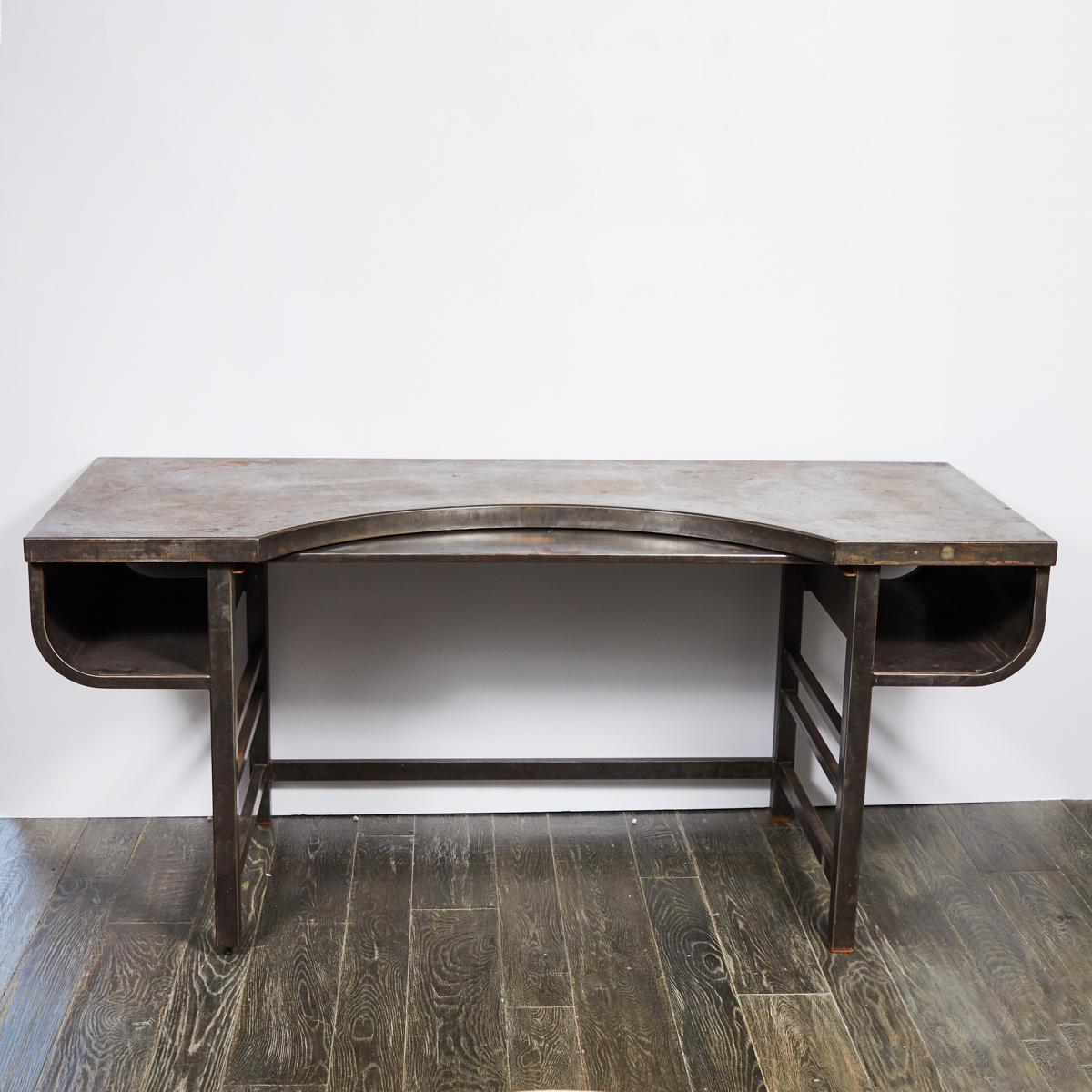 Early 20th century French industrial metal postmasters desk.