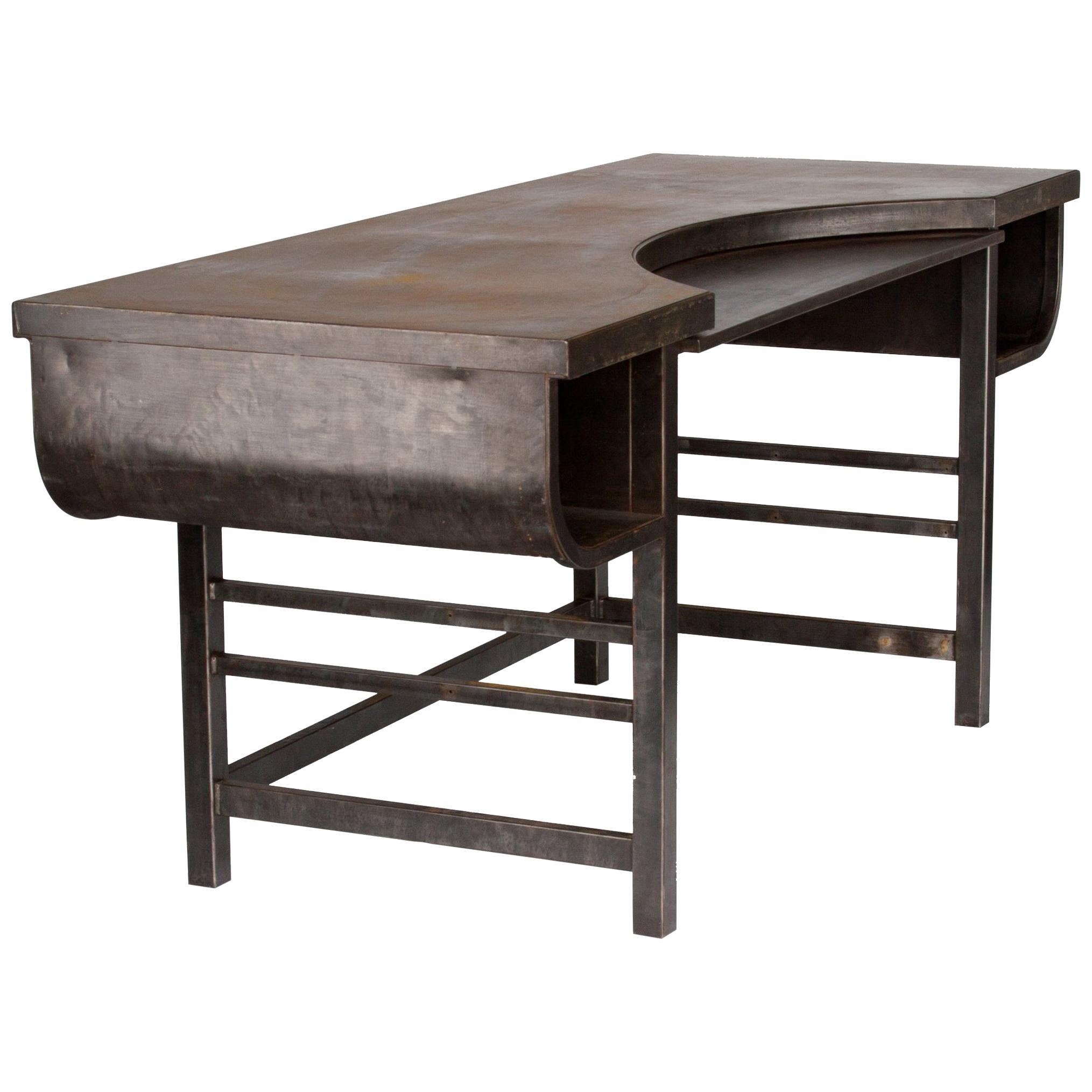 Early 20th Century French Industrial Metal Postmasters Desk