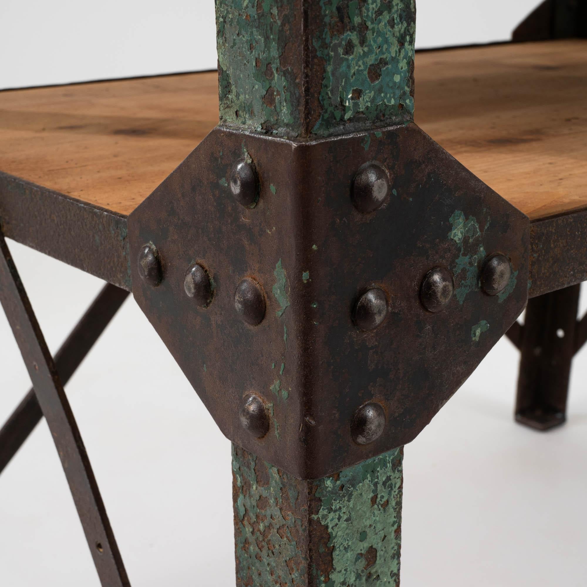 Early 20th Century French Metal & Wooden Work Table For Sale 8