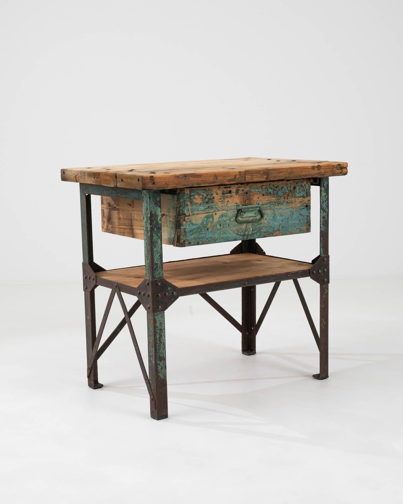 Early 20th Century French Metal & Wooden Work Table For Sale 4