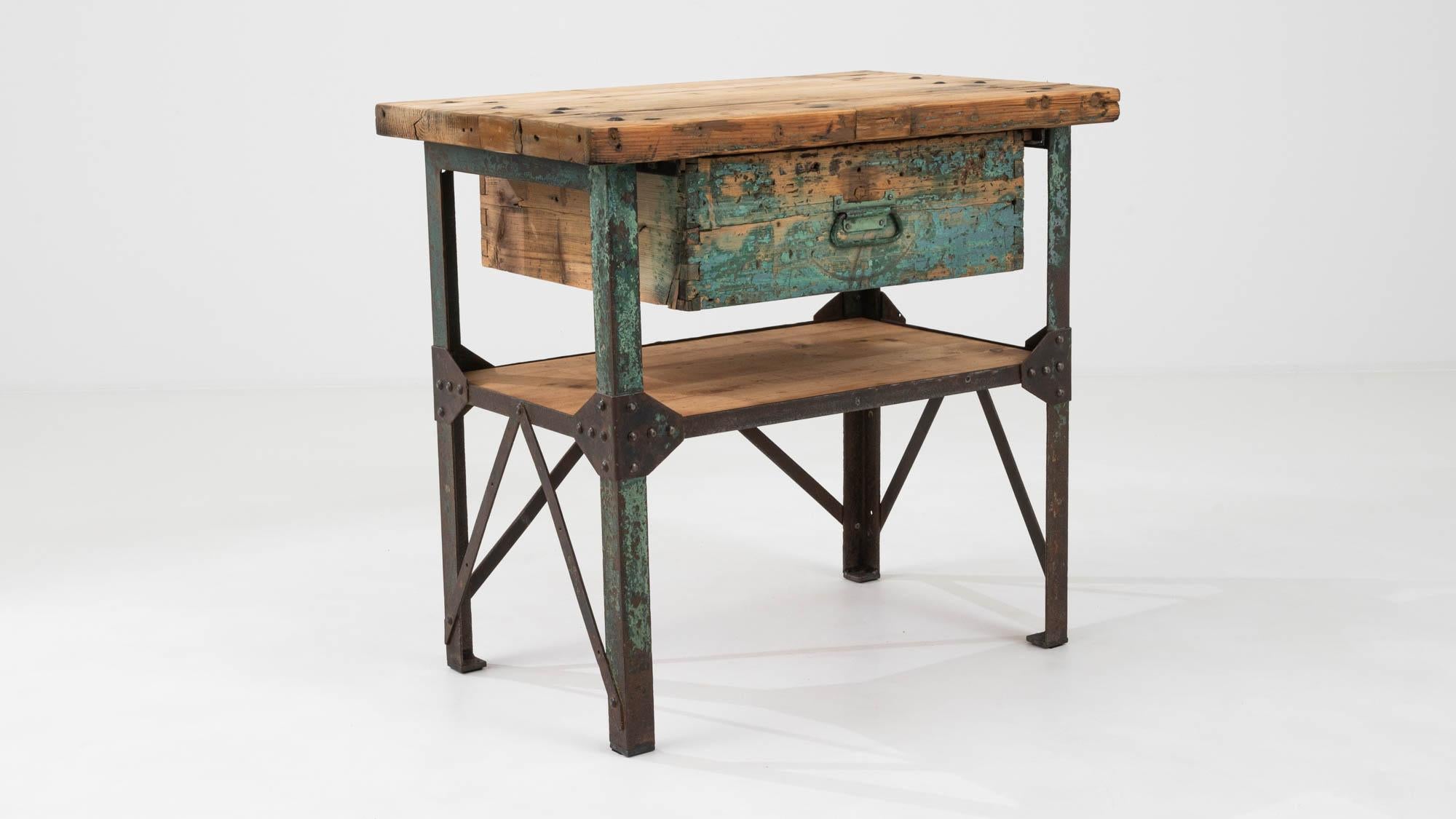 Early 20th Century French Metal & Wooden Work Table For Sale 5