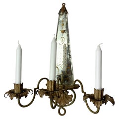 Antique Early 20th Century French Mirrored Candle Sconce