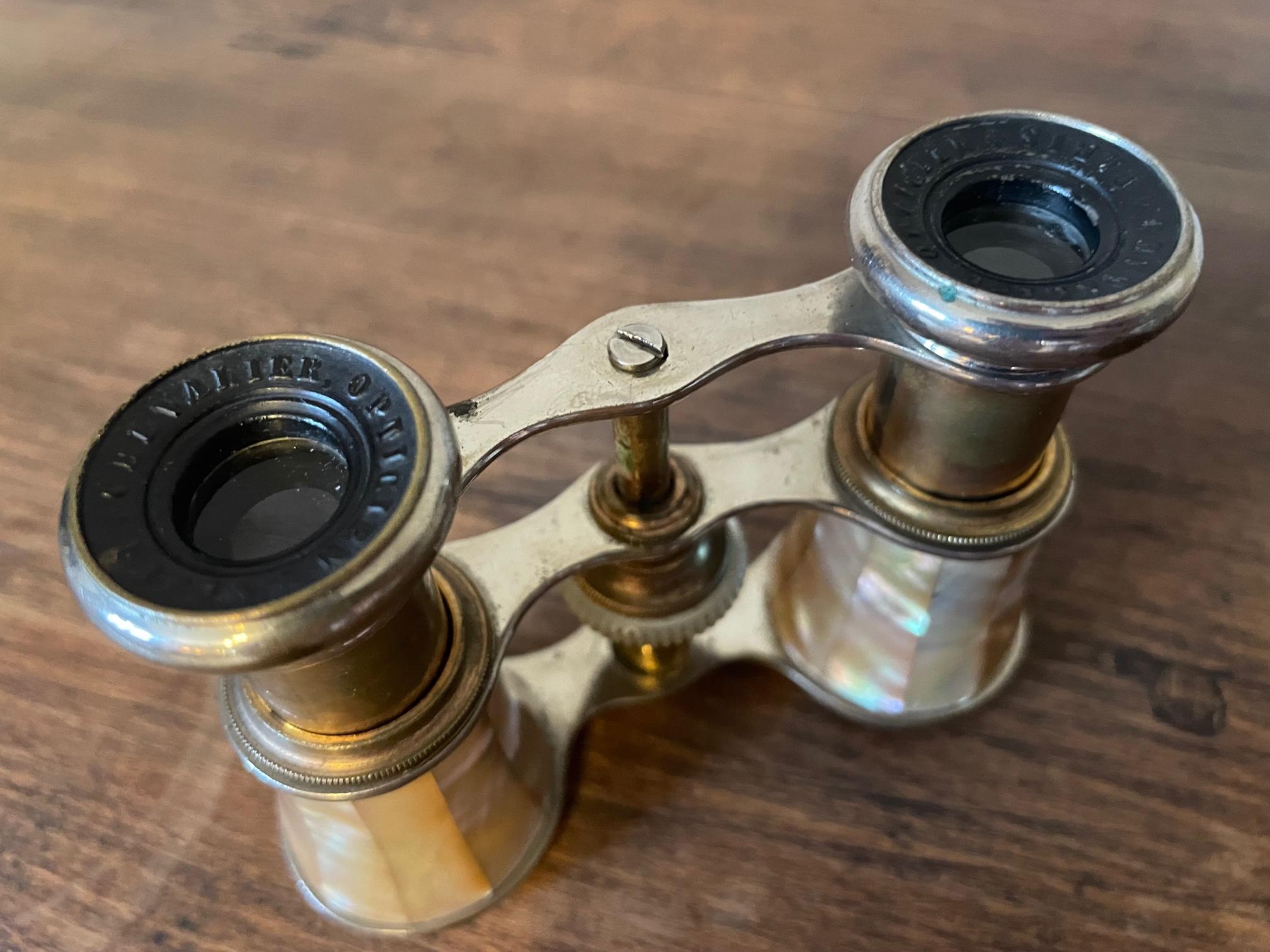 Early 20th Century French Mother-of-pearl and Brass Binoculars, 1900s 1