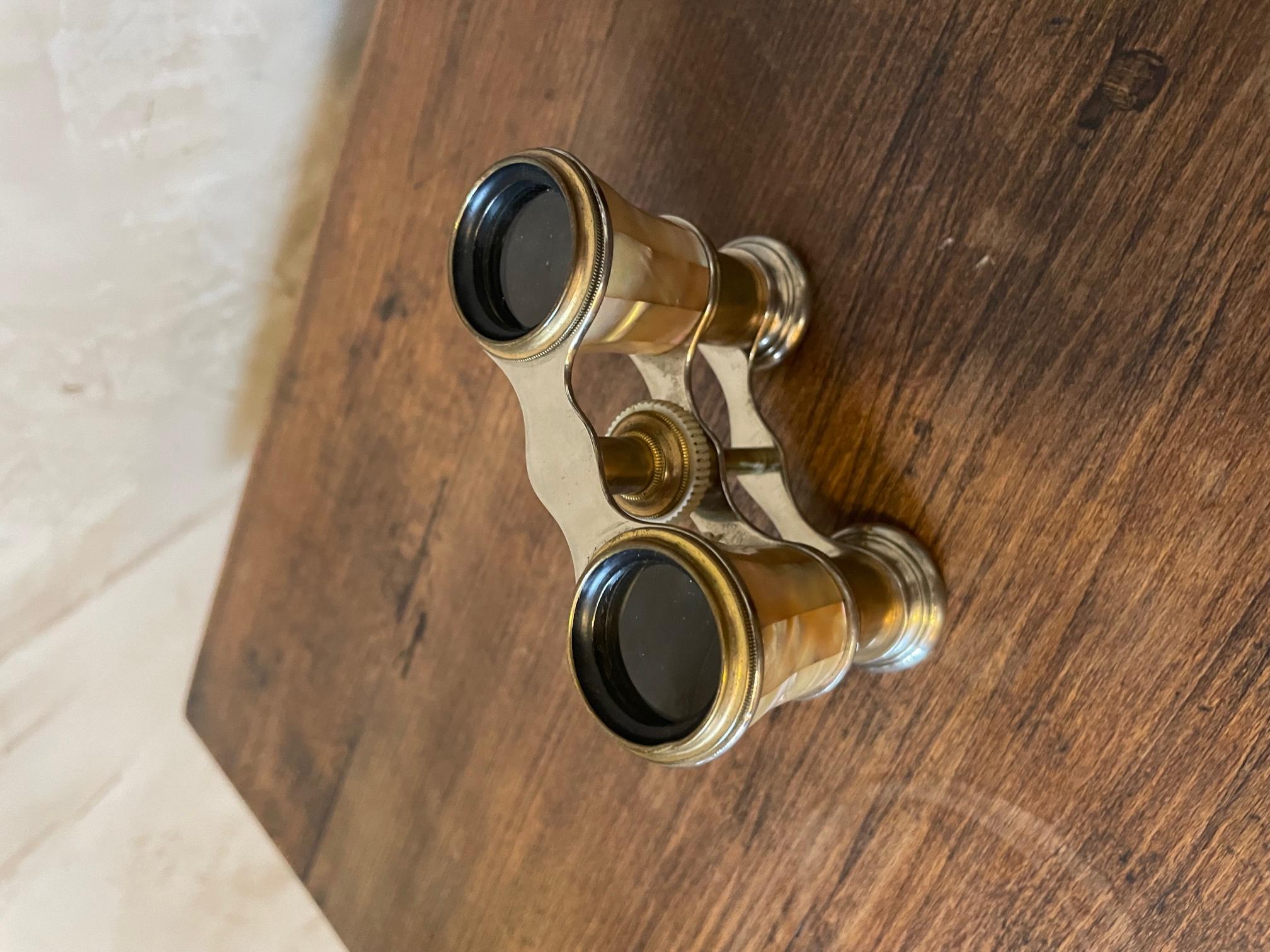 Early 20th Century French Mother-of-pearl and Brass Binoculars, 1900s 2