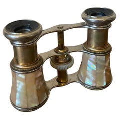 Antique Early 20th Century French Mother-of-pearl and Brass Binoculars, 1900s