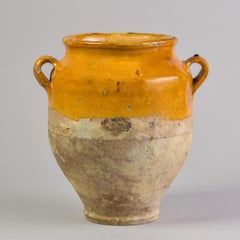 Early 20th Century French Mustard Glazed Confit Jar with Handles