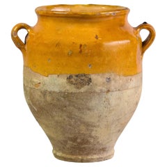 Early 20th Century French Mustard Glazed Confit Jar with Handles