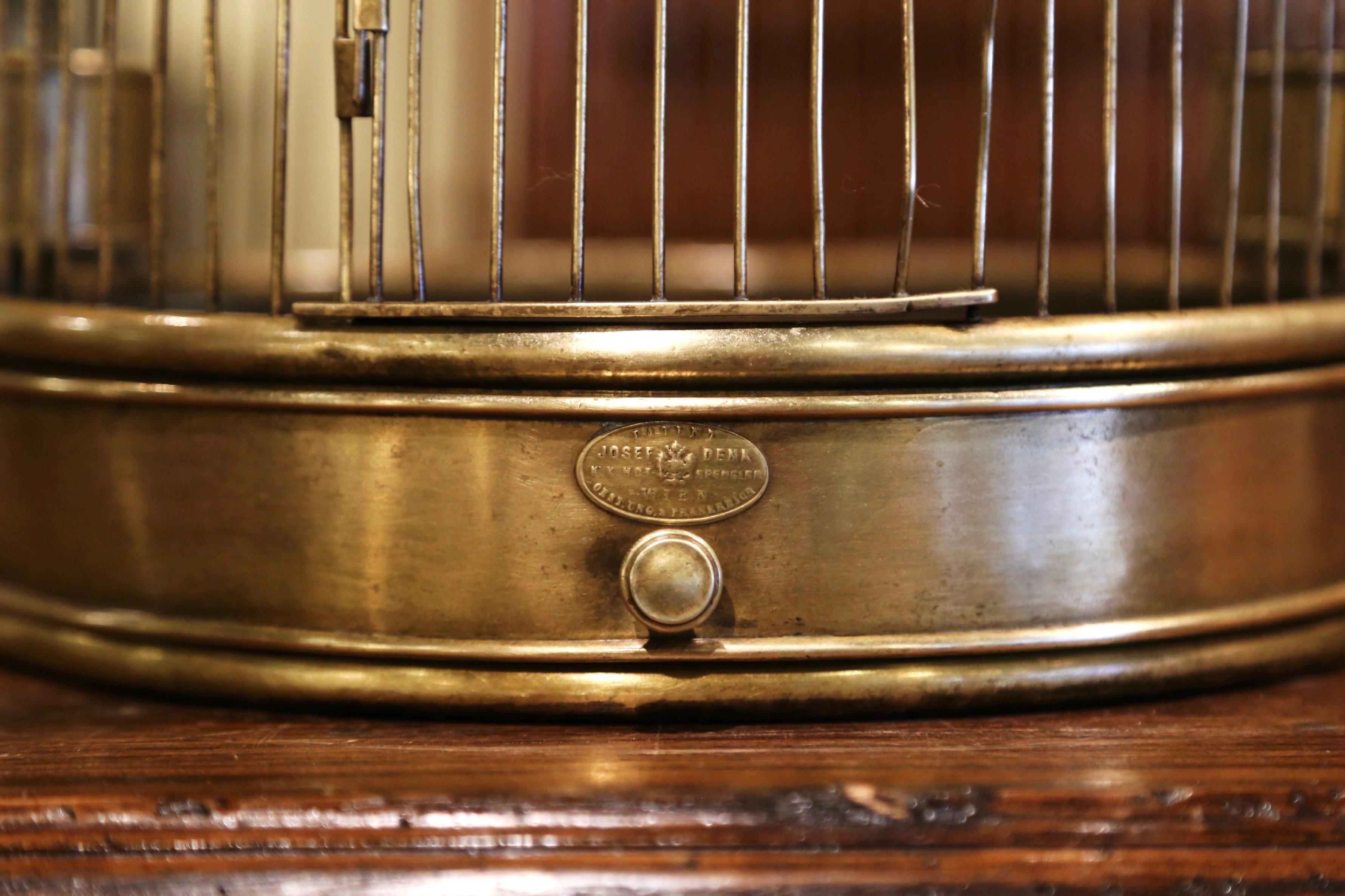 Early 20th Century French Napoleon III Brass Birdcage with Zinc Removable Tray 3